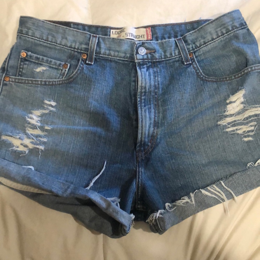 Levi’s high waisted shorts custom distress
